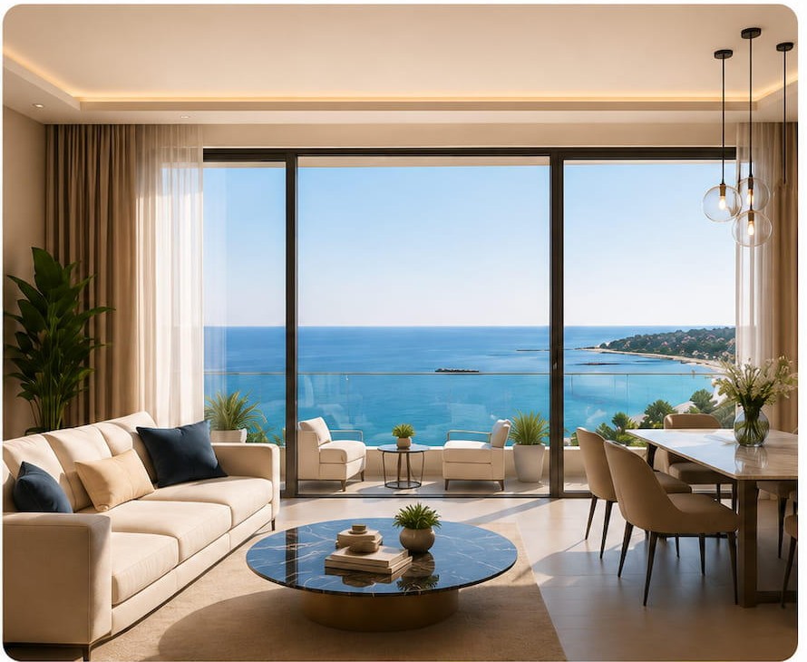 Concept render of a planned Jupiter Heights residence with a sea-facing terrace